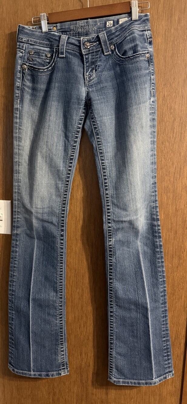 Miss Me jeans denim JE5730BZ Bling Bootcut sz 26 inseam 37 Cowgirl low rise